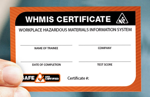 hand holding whmis certificate
